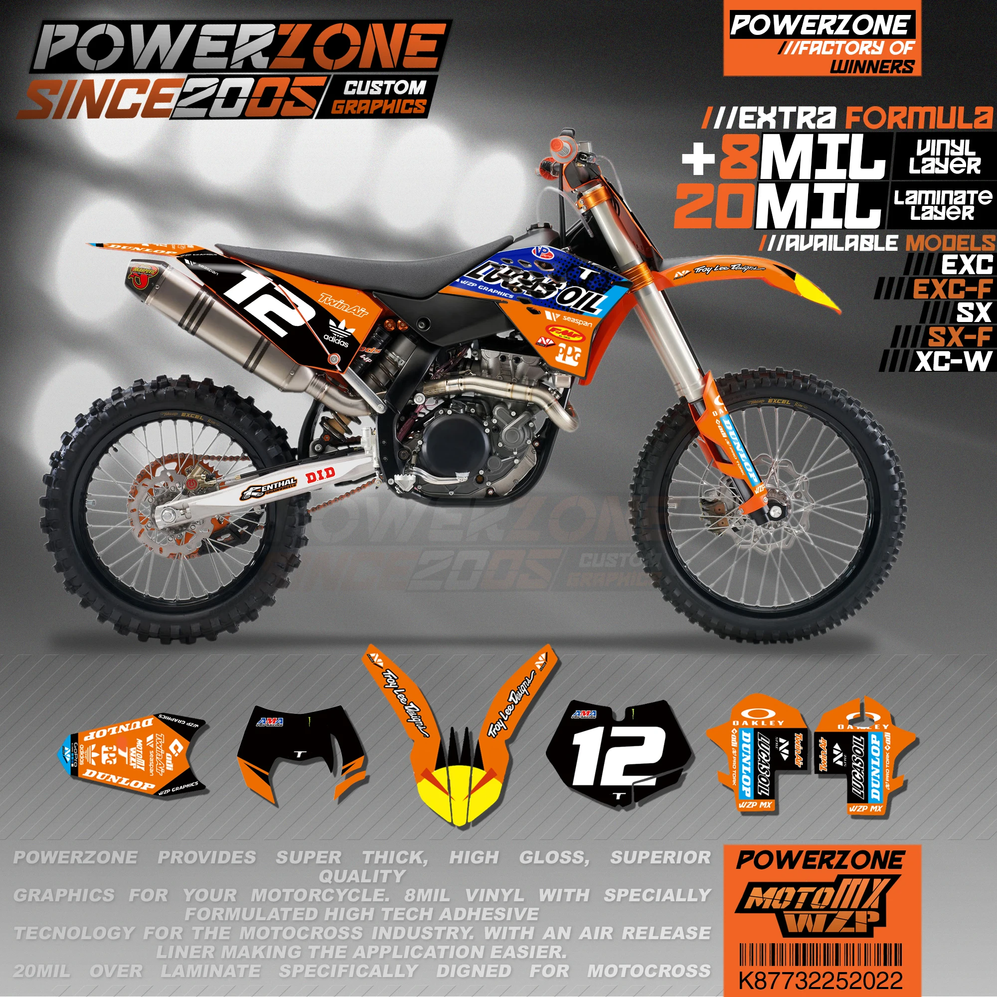 PowerZone пользовательские команды графики фоны наклейки 3m Набор для KTM SXF MX EXC XCW Enduro
