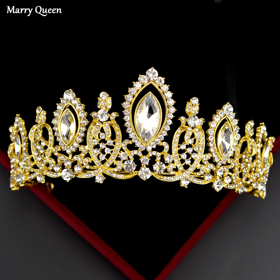 

Gold And Silver Color Fashion Crystal Bride Wedding Crown Baroque Beautiful Headband Studio Wedding Photography Accessories