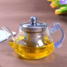 Термостойкий стеклянный чайник с крышкой и Нержавеющее ситечко кувшин для горячей или холодной воды маленькая бутылка для чая с фруктами и цветами 400 мл SH363