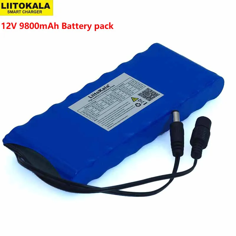 12 v 9.8Ah 9800mAh 18650 перезаряжаемые батареи 12,6 V литий-ионный аккумулятор Защитная плата CCTV монитор батарея DC 5,5*2,1 мм