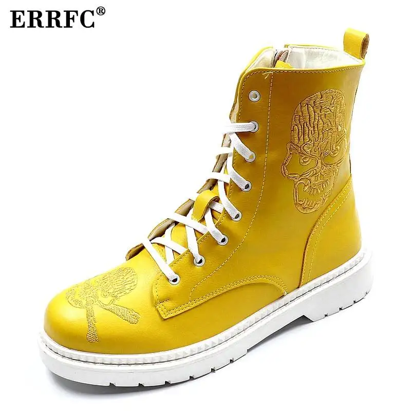 

ERRFC Fall winter new men Ankle boots Fashion Forward Skull Charm high-top Casual Shoes Man Korean trend Leisure Boots 38-43