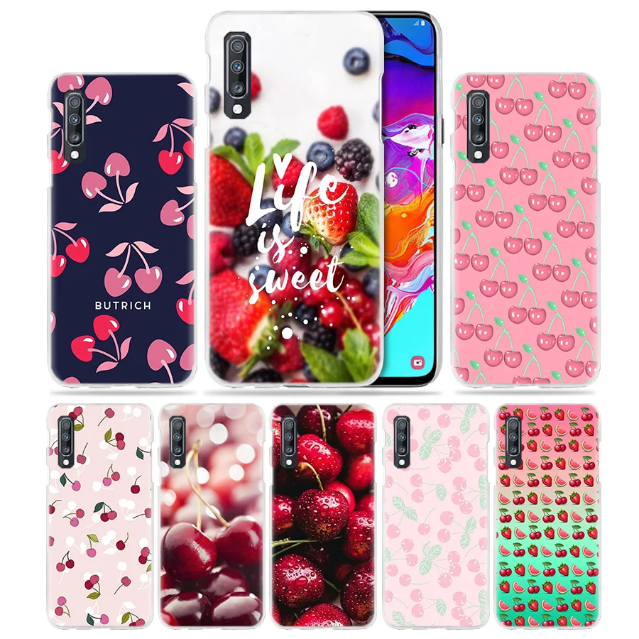 

Fruit of Food Cherry Case for Samsung Galaxy A50 A70 A20e A40 A30 A20 A10 A8 A6 Plus A9 A7 2018 Hard Clear PC Phone Coque Cover