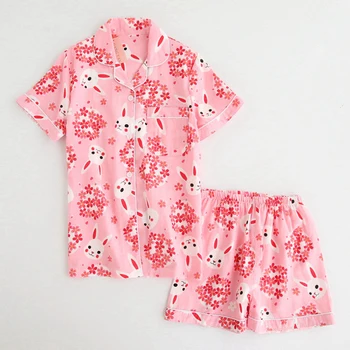 

KISBINI 2019 Summer Fashion Women Pajamas Sets Cartoon Flower Pattern Short Sleeves Shirt+Shorts Comfortable Sleepwear Nightwear