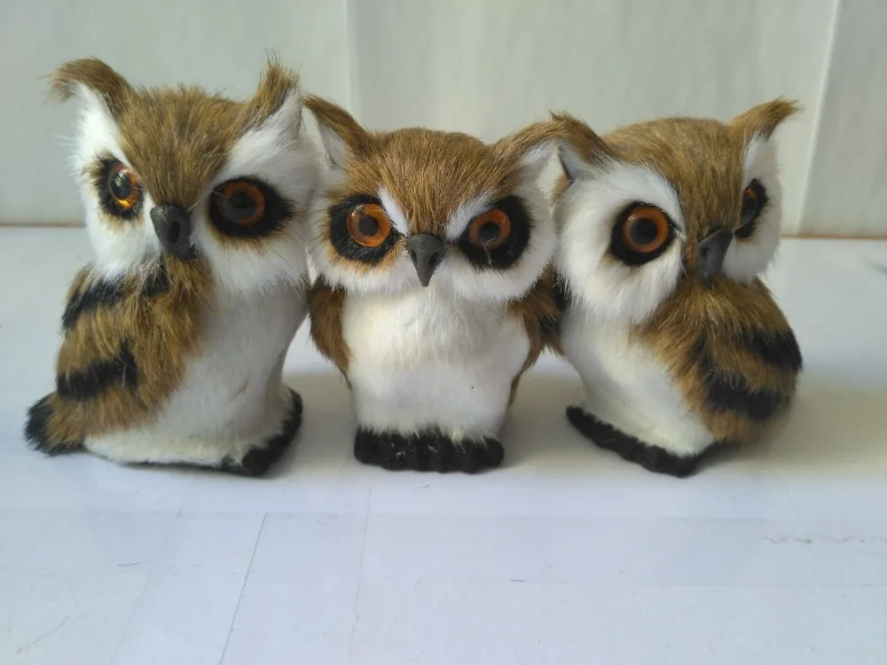 mini simulation owl toy lovely plastic&fur small owl doll gift about