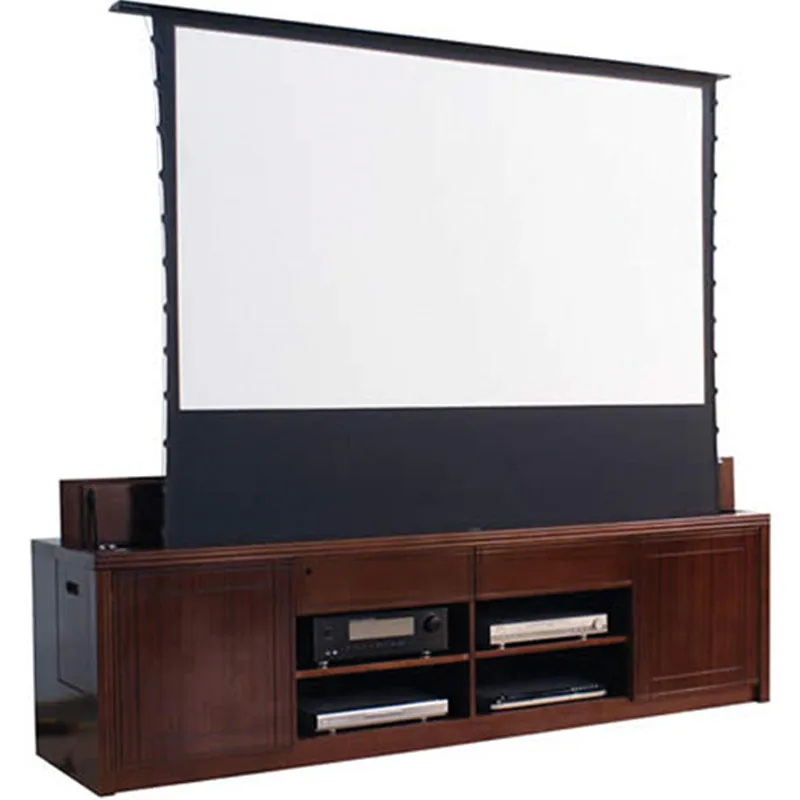 T6HCW, 169 HDTV Motorized Electric Floor rising front projection screen motorised floor stand