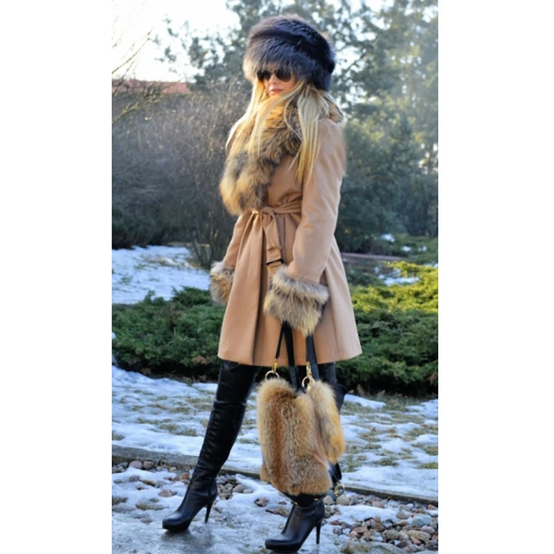 CKMORLS New Winter Women Real Fur Coat With Natural Genuine Raccoon Fur Collar Long Slim Parkas Female Outwear 2018 Fur Jackets