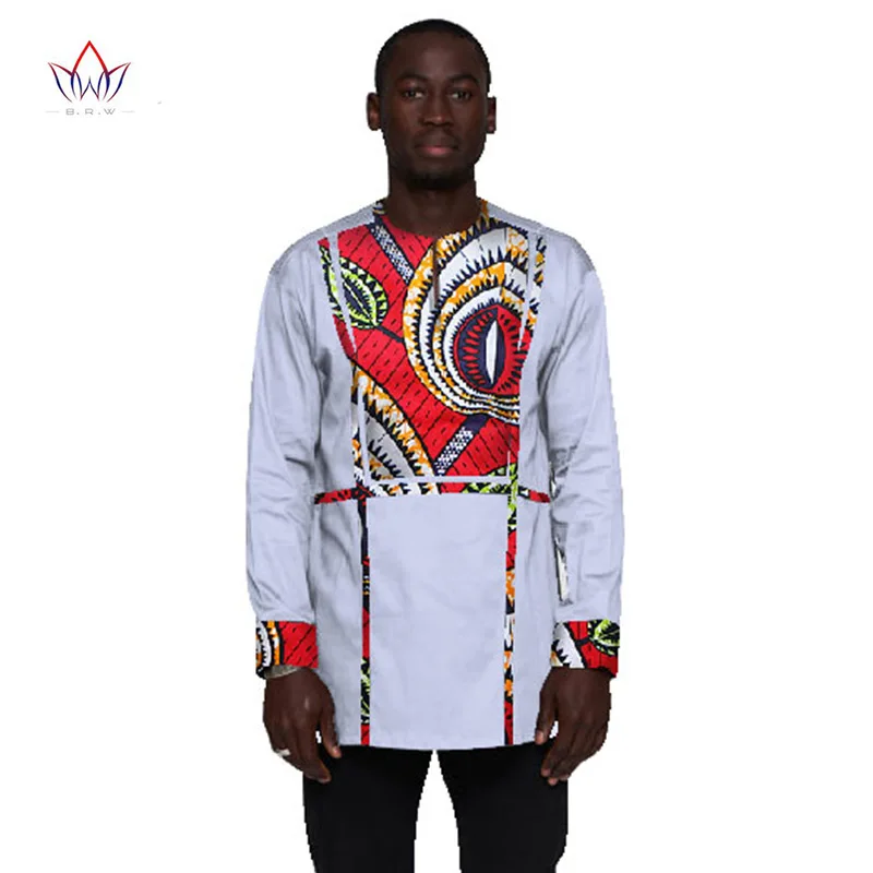 Для мужчин s футболки Мода г. брендовая одежда Для мужчин с Африки Костюмы футболка с длинным рукавом Для мужчин Базен Riche Oversize 6XL Лидер продаж WYN237