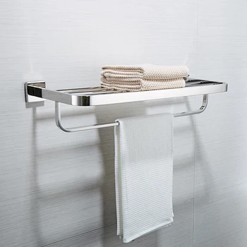 

AUSWIND Modern SUS304 stainless steel polish Silver towel rack with towel bar wall mount bathroom hardware 2 layers
