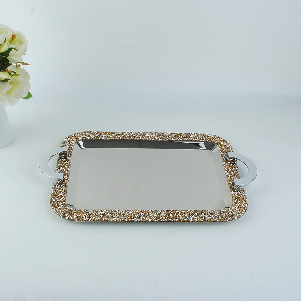 

New 2019 Colorful Metal Storage Tray Gold Oval Dotted Fruit Plate Small Items Jewelry Display Tray Mirror Wedding Serving Tray