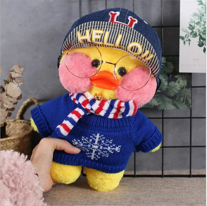 30 см Kawaii LaLafanfan кафе утка плюшевая игрушка мультяшная Милая Утка Мягкая кукла животные куклы детские игрушки подарок на день рождения для детей - Цвет: Светло-желтый