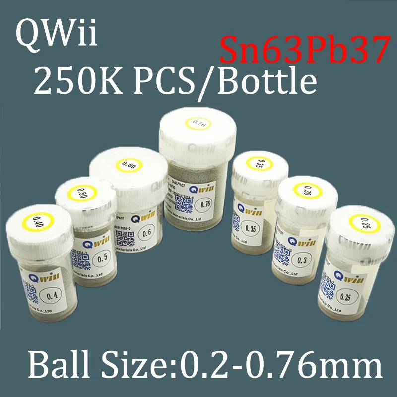 Sn63Pb37 Qwii 250k/бутылка 0 2 25 3 34 4 45 5 55 6 65 76 мм BGA Паяльные шарики свинцовые для