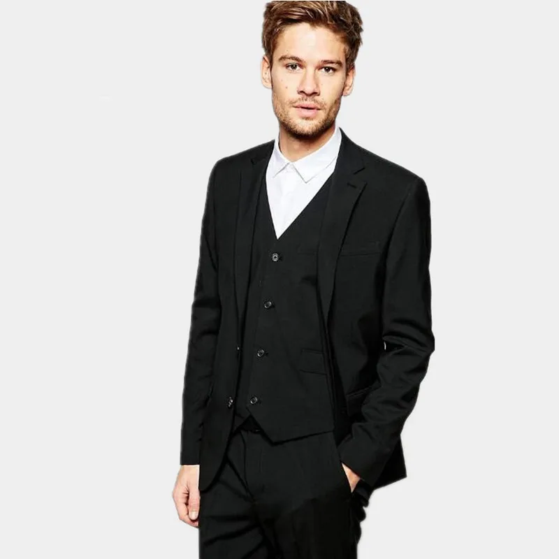 Tailor made font b men b font font b suits b font black stylish handsome wedding