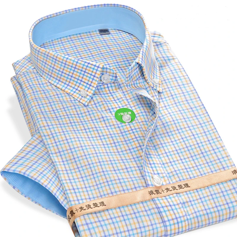 GREVOL 100% хлопок Летняя мужская повседневная одежда Классическая клетчатая дизайнерская рубашка с коротким рукавом высококачественная