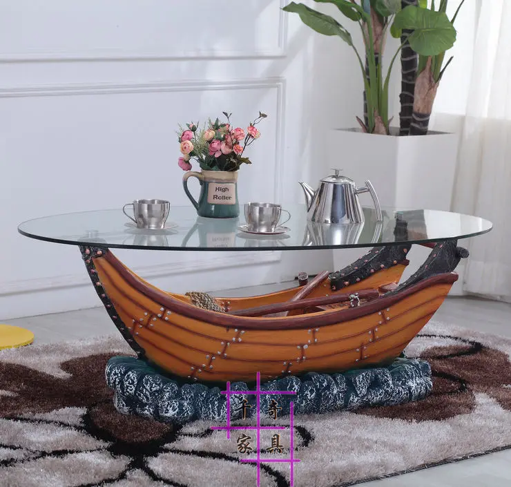Ship small family style tea table. Oval round tea table. Contracted character of tea table.