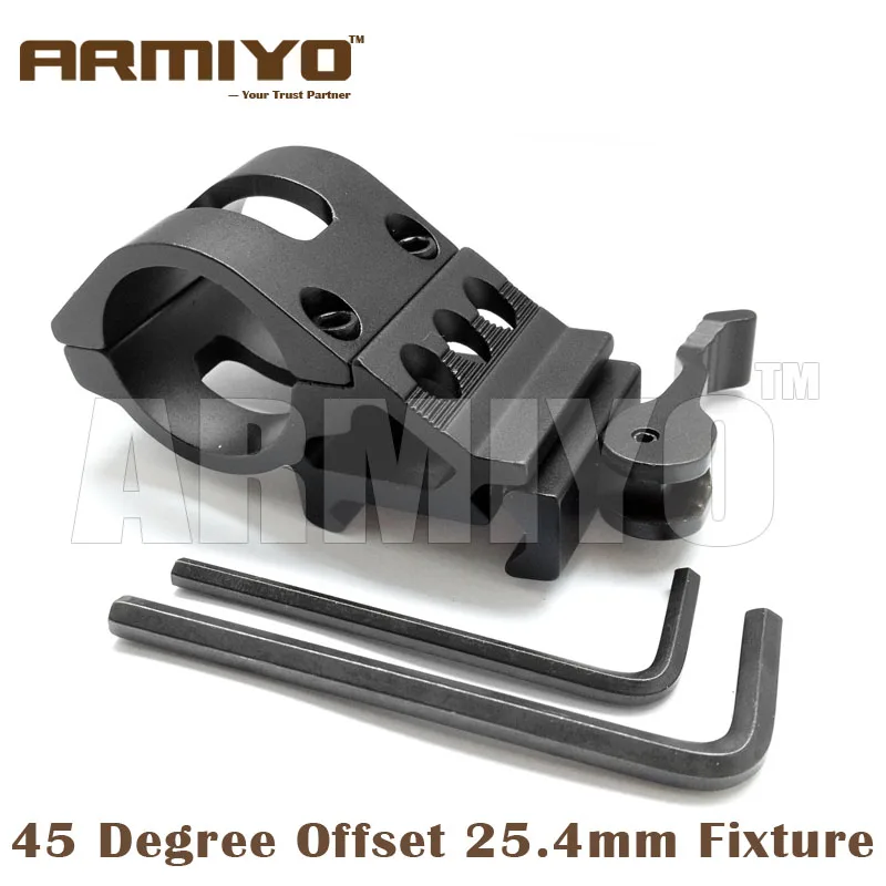 

Armiyo 25.4mm Ring 45 Degree Offset Quick Install Detach Laser Sight Rifle Scope Clip 20mm Rail Mount Rack Shooting Accessories