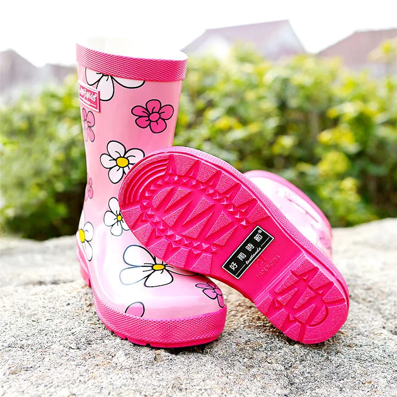 

Lace Flowers Children's Shoes for Girls Kids Female Waterproof Rubber Boots 2018 Spring and Autumn Cute Environmental Rainshoes