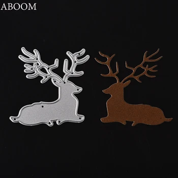 

ABOOM New Christmas Sitting Deer Metal Cutting Dies For Scrapbooking Stencils DIY Album Card Decoration Embossing Folder Die Cut
