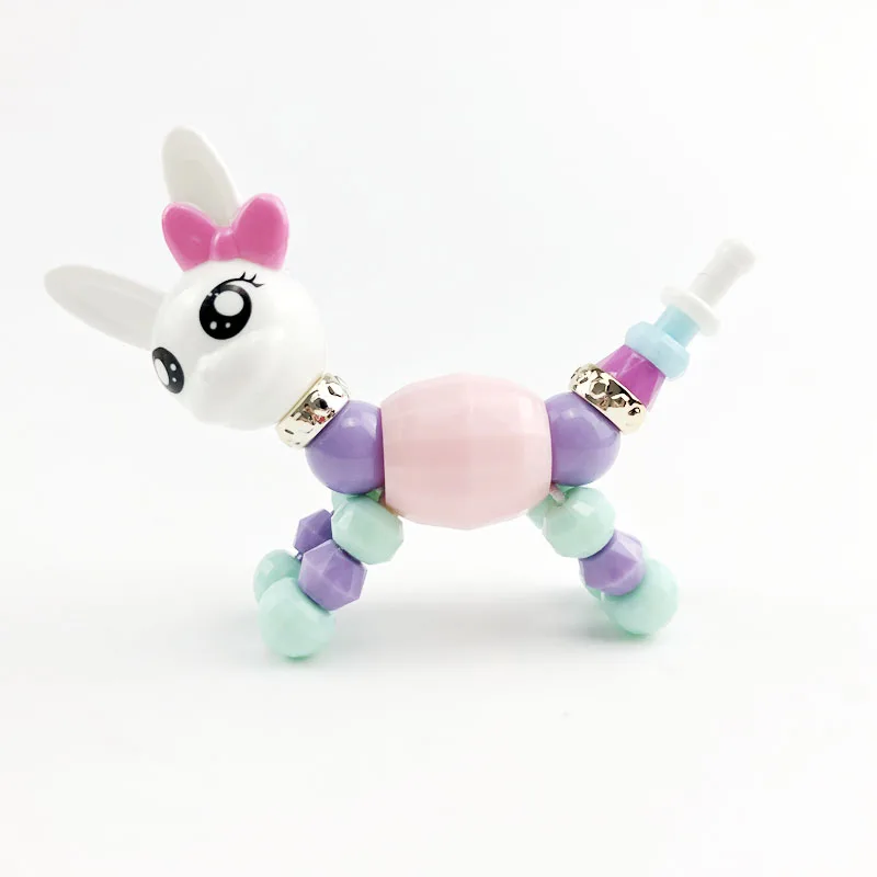 TOY028 Рождественские детские игрушки, пластиковые Мультяшные браслеты, браслеты для девочек, волшебные браслеты в виде животных, деформационные игрушки для детей, Классические бусины в виде единорога - Цвет: TOY028