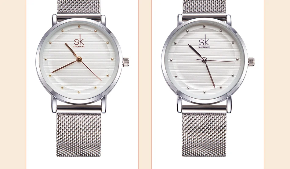 Shengke, брендовые кварцевые наручные часы, модные часы, женские повседневные платья, роскошные Серебристые стразы, водонепроницаемые, Reloj Mujer SK