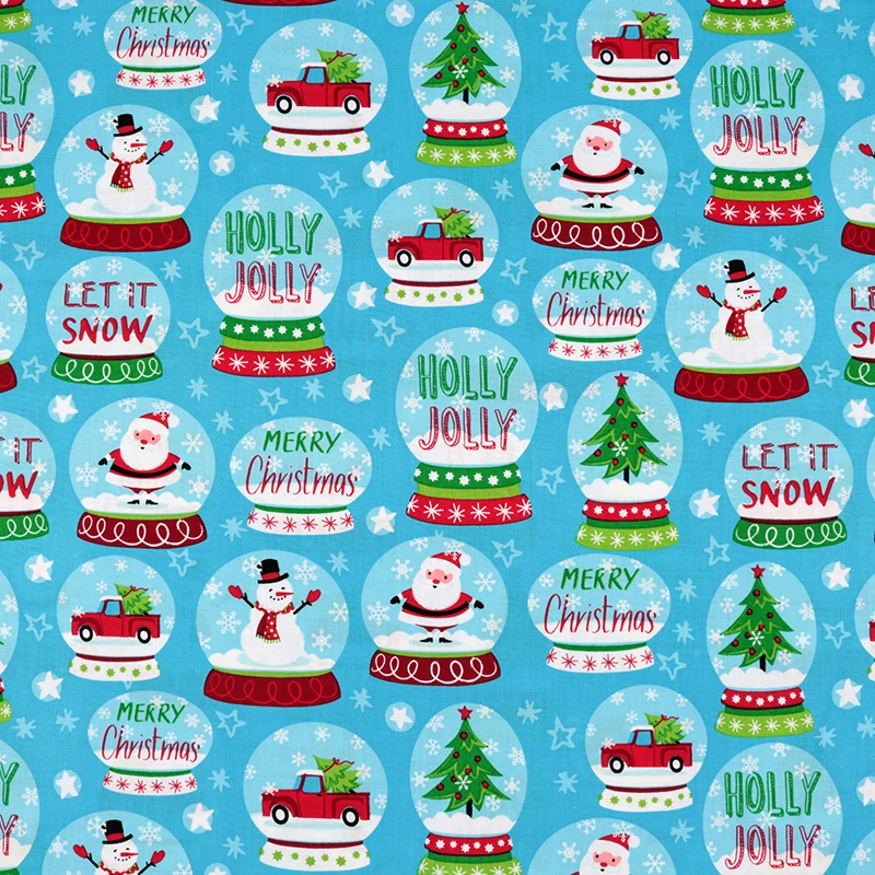 Синий серый хлопок Рождественская ткань для украшения дома лоскутное шитье DIY наволочка ручной пошив Рождественская ткань