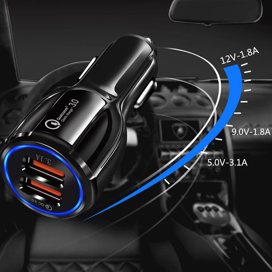 Oppselve Quick Charge 3,0 Dual USB Автомобильное зарядное устройство 5V3A Turbo Быстрая автомобильная зарядка зарядное устройство для мобильного телефона iPhone Xiaomi автомобильный адаптер