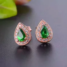 Природный диопсид серьги серебро 925 натуральный зеленый камень Серьги Женщины Личность воды Серьги к юбилею