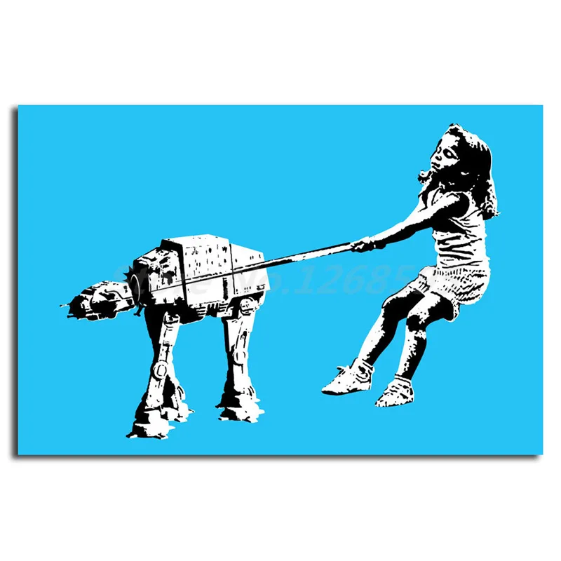 

Girl With Pet Imperial Walker Street Art By Banksy Canvas Posters Prints Wall Art Painting Decorative Picture Modern Home Decor