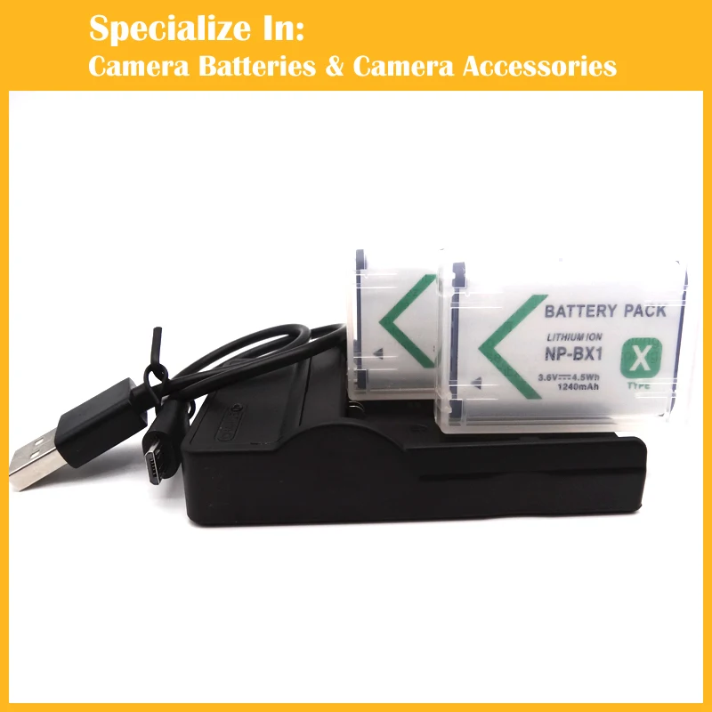 

2x NP-BX1 Battery + charger For Sony DSC-RX100 IV RX10 II HX50 HX300 HDR-AS CX240E MV1