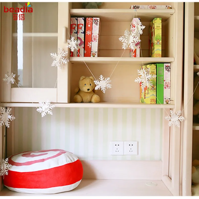 3m Frozen Party Supplies Silver Snowflake Shape Paper Garland Christmas Wedding Decoration Scene New Year Snow Flower Decoration