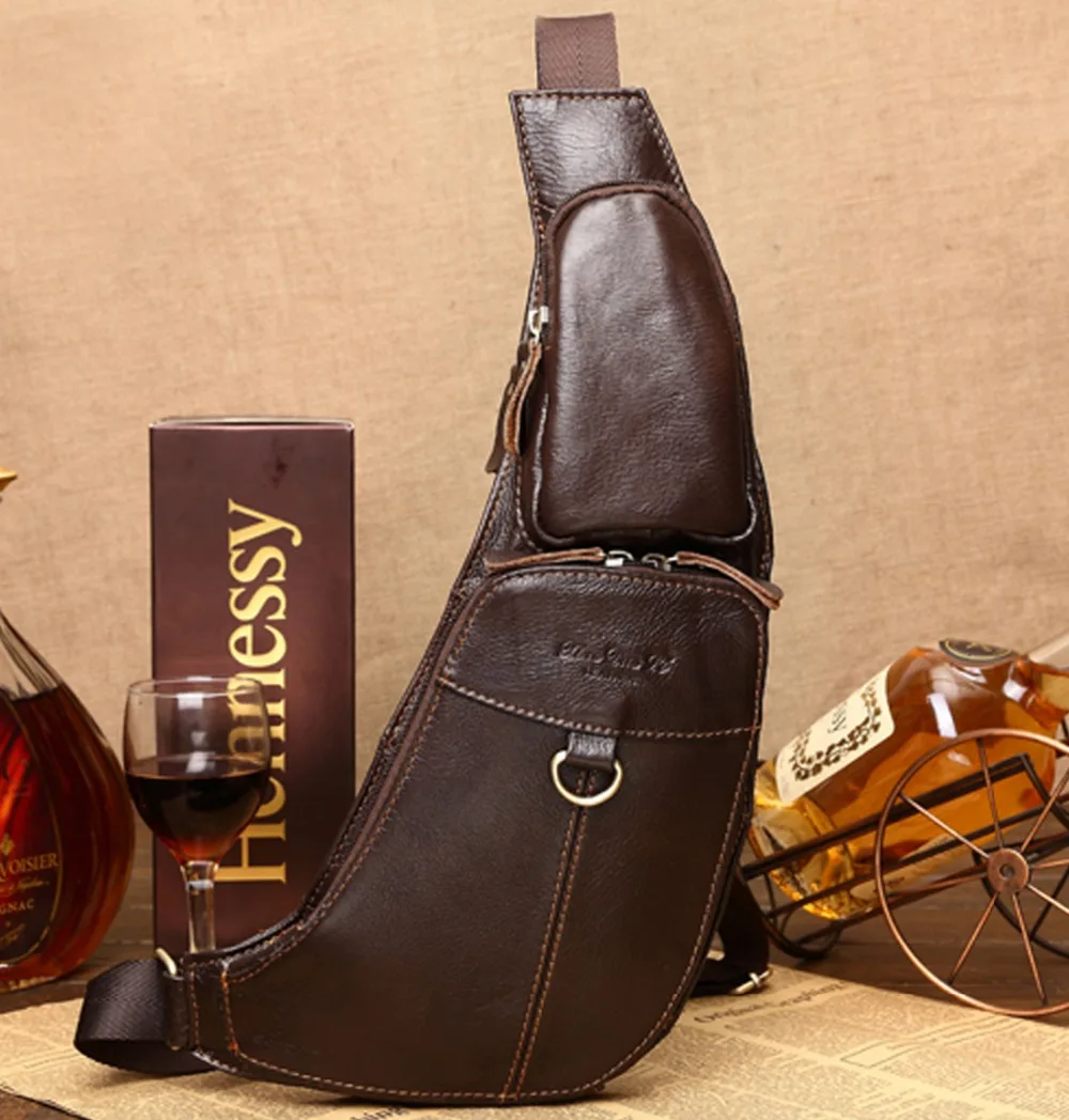 

Men's Vintage Genuine Leather Travel Riding Messenger Single Shoulder Cross Body Bags Male Sling Back Pack Chest Casual Bag