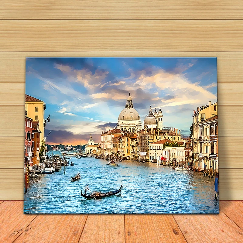 

MOLEK DIY Oil Painting by Numbers Kit Venice Landscape Modern Acrylic Painting on Canvas Home Decor Wall Artwork for Living Room