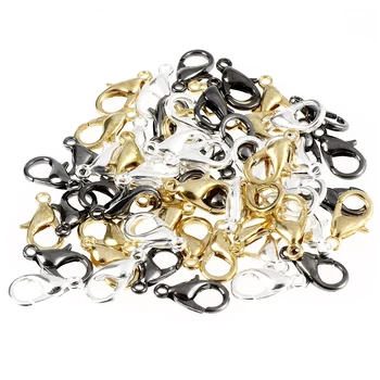 

60-Piece Mix Lobster Claw Clasps for Jewelry Making 12mm Silver-color Gold Black