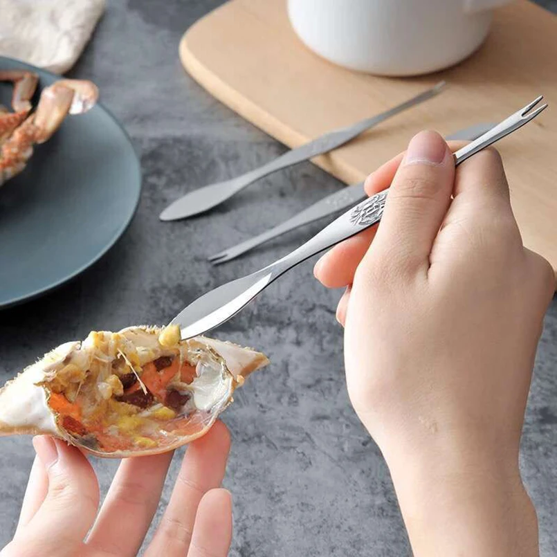 

1 Pc Multifunctional Stainless Steel Crab Fork Lobster Seafood Tool Fruit Fork Shellfish Picks Needle Nutcracker Kitchen Gadgets