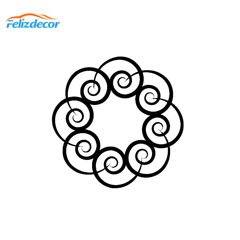 Простая наклейка в виде мандалы с завитками 15 х15 см Стильные наклейки для йоги