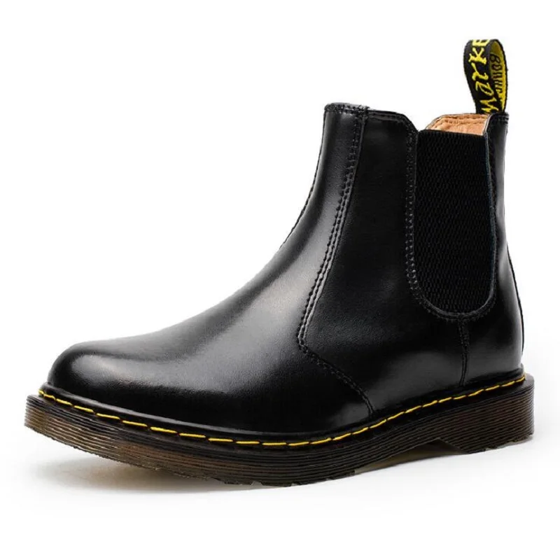 

AMSHCA Brand Chelsea Boots Men Winter Shoes Cow Leather Ankle Boot for Man Cowboy Casual Men's Shoes Plush Bota Masculina