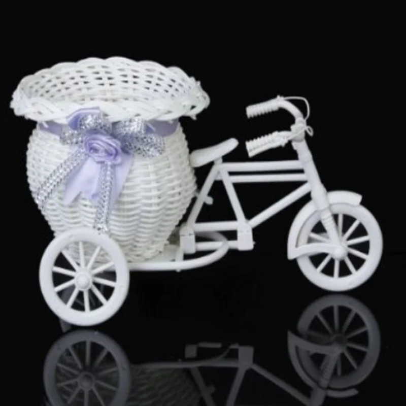 Белый пластиковый трехколесный велосипед дизайн Цветочная корзина контейнер для цветочных растений дома DIY украшения для свадьбы