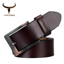 COWATHER 2019 belts for men high quality cow genuine leather vintage New designer pin buckle ceinture