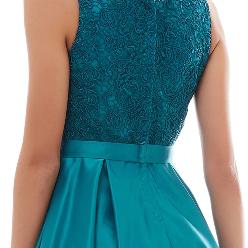 Tanpell синее платье для выпускного вечера сексуальное черное кружевное платье трапециевидной формы без рукавов Дешевые Коктейльные праздничные Выпускные платья на молнии