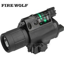 Огненный волк Охотничий Тактический светодиодный пистолет светильник зеленый лазер комбо Sight 200 люмен оружие светильник подходит с 3 переключатель режимов