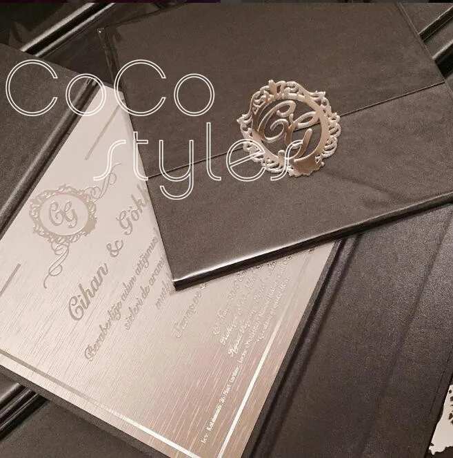  Cocostyles paper hard cover wedding invitation card with acrylic decoration handmade customized - 32864581793