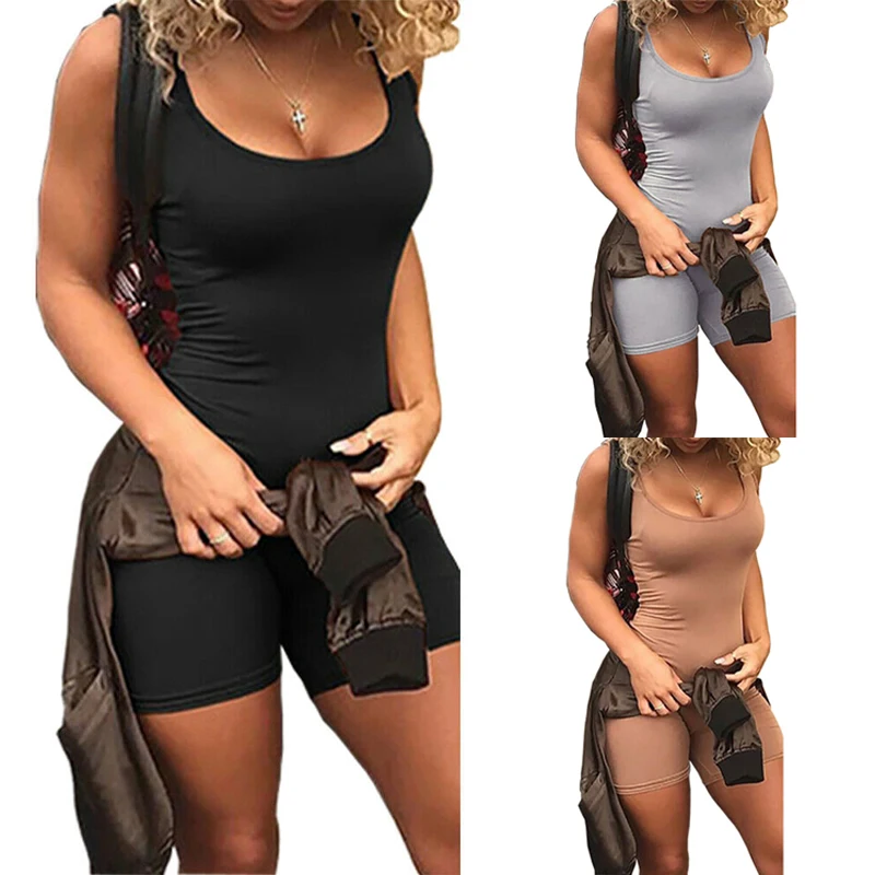 S-2XL Women's Playsuit 2019 New Fashion Sleeveless Summer Short Pants Romper One Piece Body Suits Ladies Sexy Playsuits Clubwear