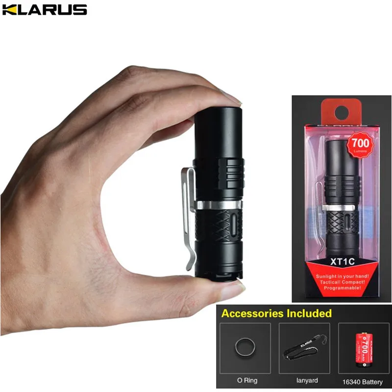  Klarus XT1C Mini LED Flashlight CREE XP-L HI V3 LED 700lumens beam distance 216 meter small size to - 32838080725