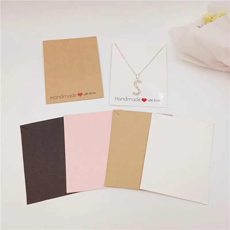 Buy 50Pcs/Lot Kraft Paper Necklace Cards Printed Colorful Display Big Size