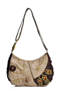 

Fashion Nice Appliques Women Shopping bag!Hot Bohemian Appliques Lady Shoulder&Crobody bags Versatile Canvas Single Saddle bags