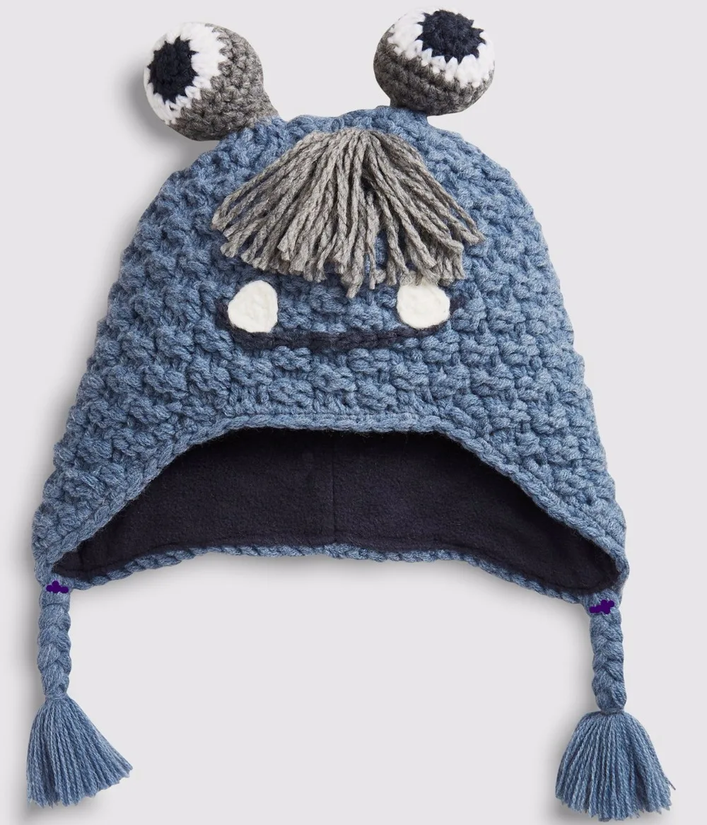 Весна осень зима новое специальное животное с большими глазами мультфильм ручной работы вязаная шапка шапки бини для маленьких мальчиков девочек детей