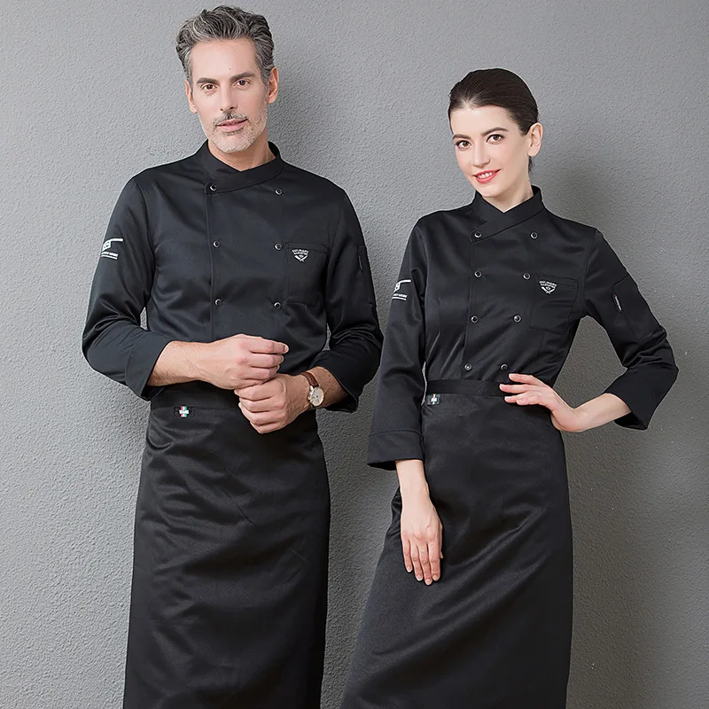 

Chef Uniform Tops Long Sleeve Kitchen Workwear Waiter Waitress Overalls Baking Clothes Logo Customize Catering Hotel Restaurant