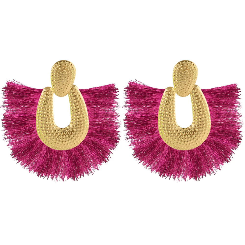 E5813Personality Women Big Tassel Drop Earrings Colorful Bohemia Dangle Earring Fashion Jewelry Ear Drop Special Design Gift CS28