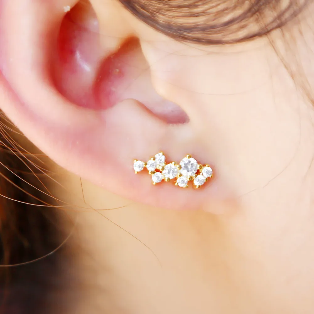 Ушные альпинистские серьги из стерлингового серебра 925 пробы с минимальным тонким слоем для девочек, AAA, шикарные прозрачные фианиты, милый прекрасный подарок на день Святого Валентина