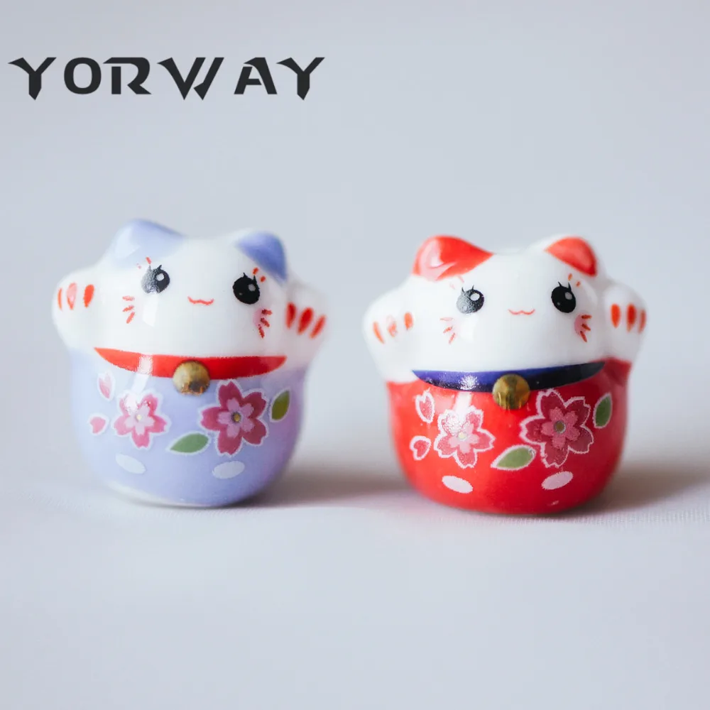 10 шт./лот фарфоровые бусины Lucky Cat 19 мм керамические Neko просверленные милые кошки