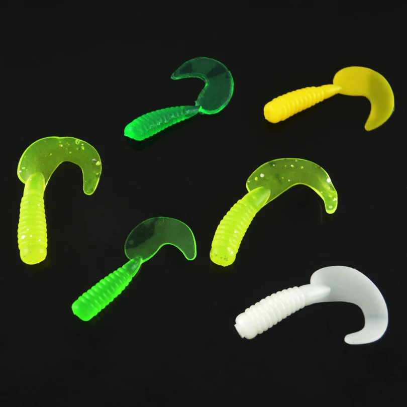 Image 50Pcs packs Fishing Lures 3mm 3.5mm Worm Soft Lure Fishing Bait Fish One tailed Soft Baits Cebus Maggots